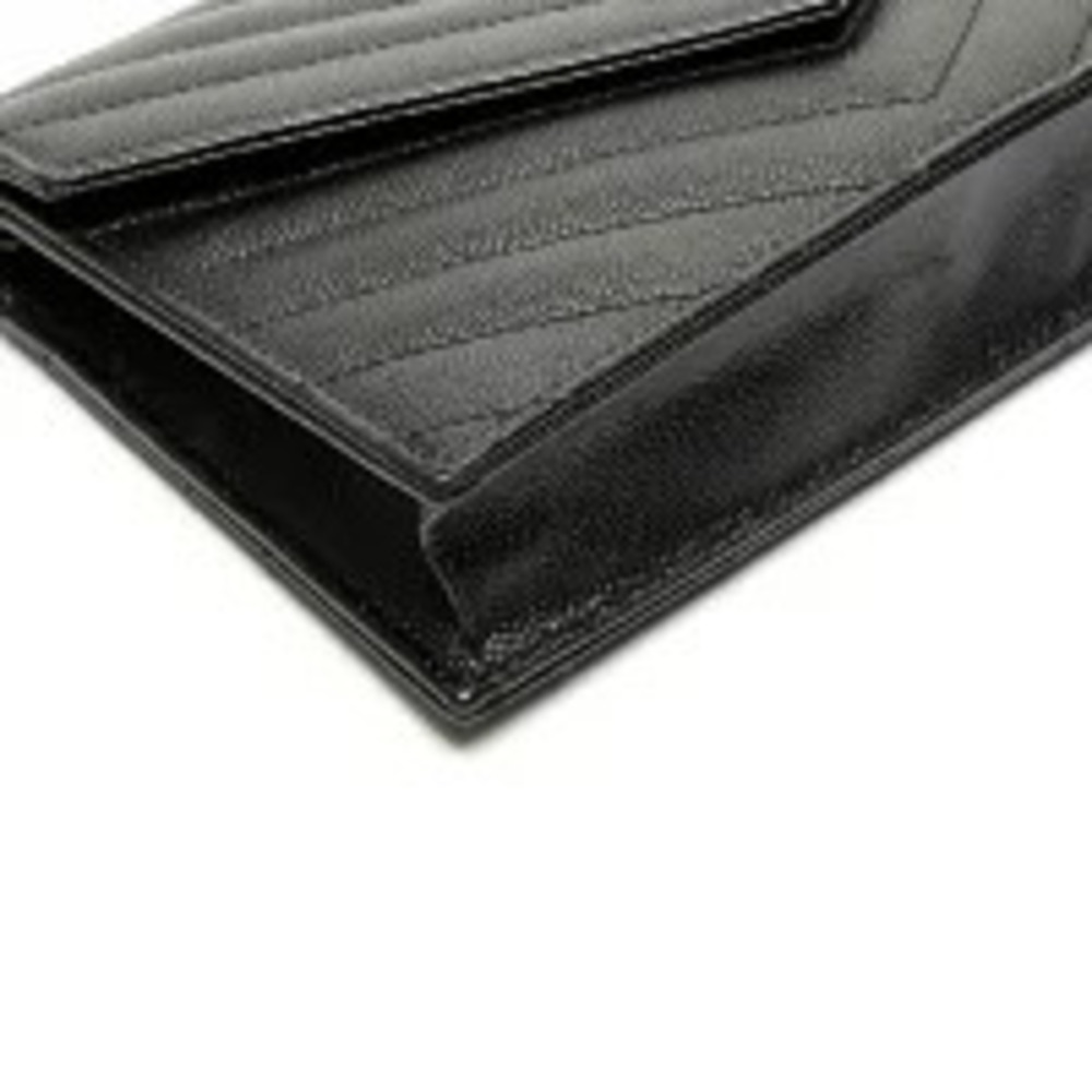 Yves Saint Laurent Cassandra Leather V Stitch Chain Wallet Shoulder Bag Black - Picture 6 of 13